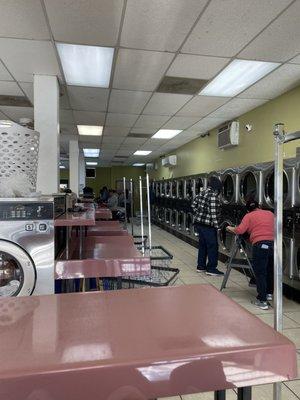 More folding tables and the dryers to the right