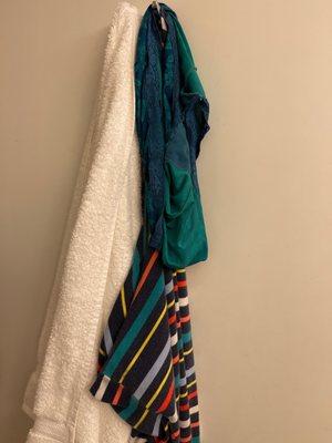 Dirty towel, nightgown and underwear discovered in the "clean" bathroom.