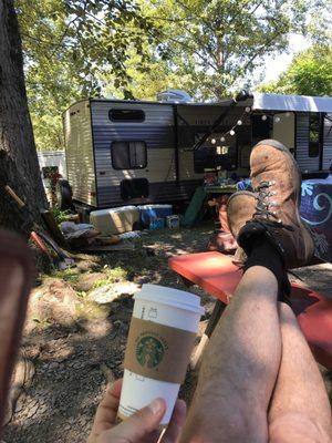 Camping and coffee.