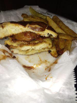 BBQ chicken sandwich comes with Jumbo onion rings