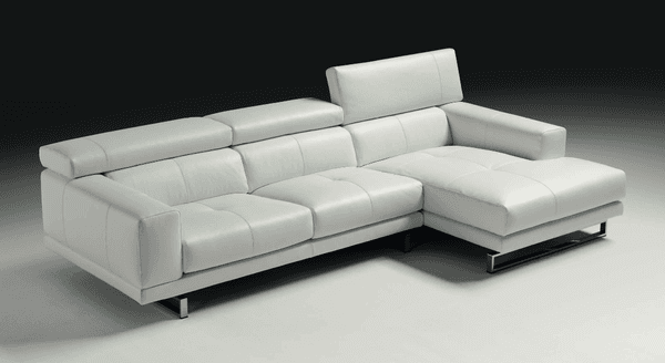 Modern sectional upholstered in 100% leather. Adjustable headrests. Made in Italy.