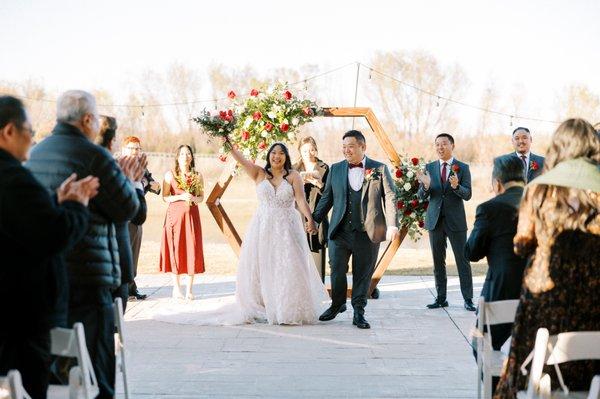 Outdoor Ceremony at covered terrace