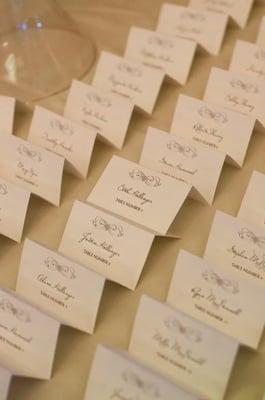 Place cards - detail to match invitations.