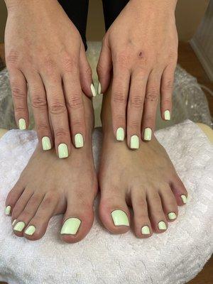 Gel manicure and pedicure