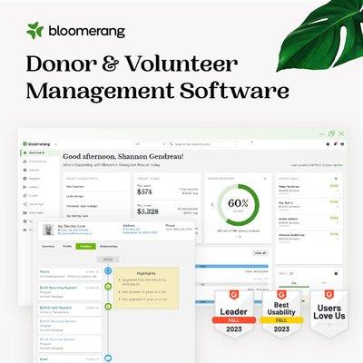 Bloomerang Donor and Volunteer Management Software showing software