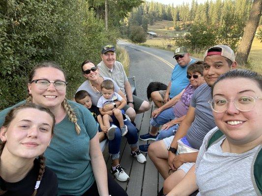 Ten of us on the wagon ride