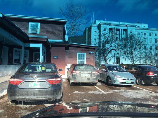 4 state vehicles taking up all of the accessible spaces to the visitors center.