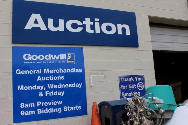 Goodwill's Auctions - run 3 times a week at 6301 Midlothian Turnpike, Richmond, VA 23224