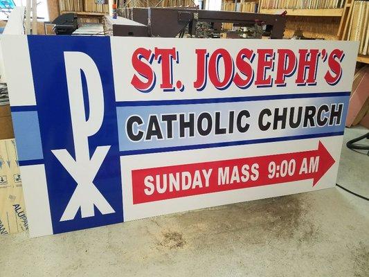 New sign for St. Josephs Catholic Church.