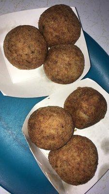 boudin balls hot and fresh. when you call in, they make them fresh!