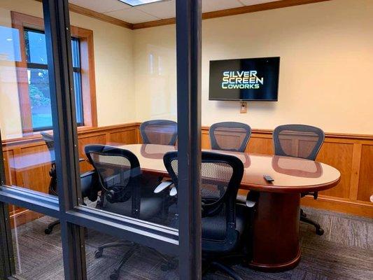 Meeting room with tv w/ Chromecast built-in and white board