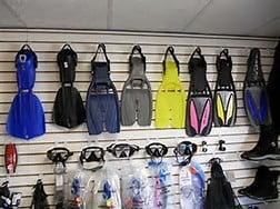 Sample of our gear we sell for scuba and snorkel.