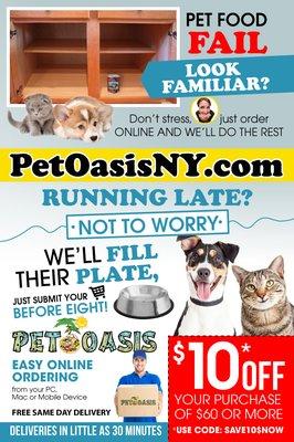 Order online and receive same day free *delivery! Petoasisny.com