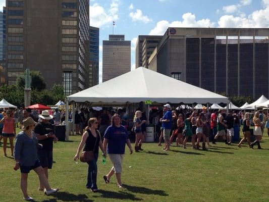 Beer tents with the Tennessee Tower in the background.