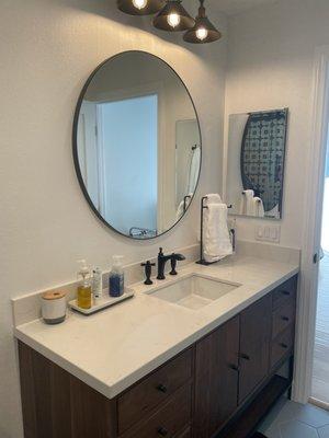 New vanity, mirror and light