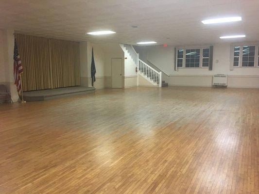 The hall has a stage for bands/djs and full kitchen for party rentals. Great for weddings, birthdays, memorials, and general good times.