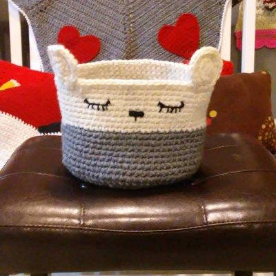 Crochet Sleepy Bear Basket
  These baskets are great for organizing spaces in your home.