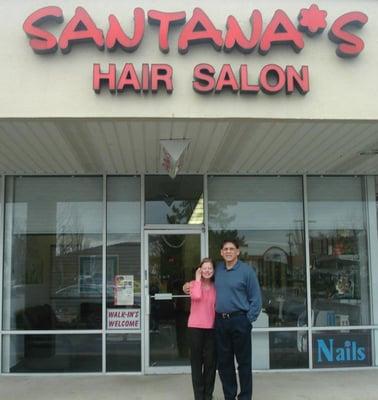 Leah & Tito, owners, outside salon