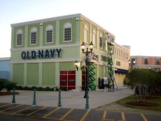 One of our crews hard at work, painting Tanger Outlets.