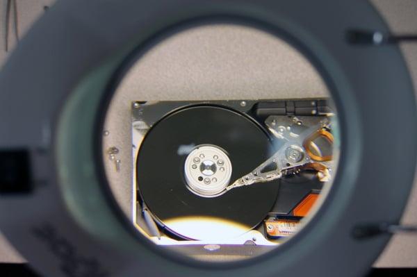 Hard drive opened in the cleanroom