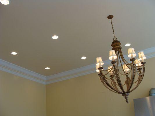 Recess lights and chandelier installations