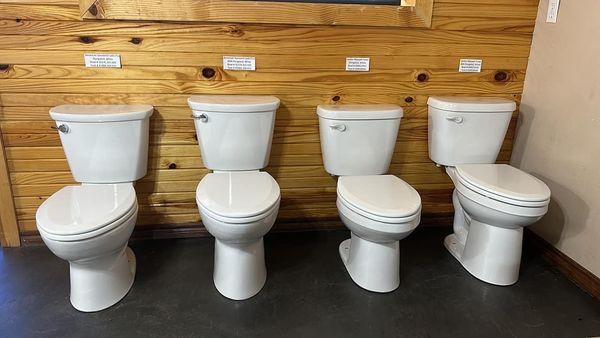 Regular height and ADA height American Standard and Gerber Toilets in stock.