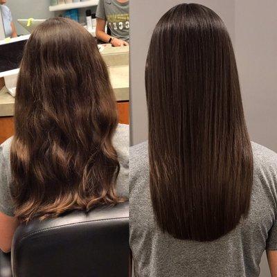 Before and after Keratin Treatment