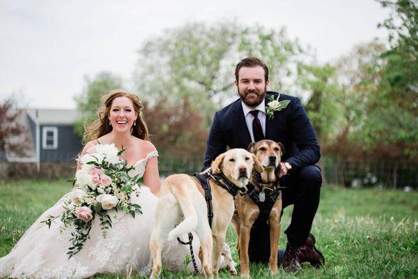 Bride and Groom with dog