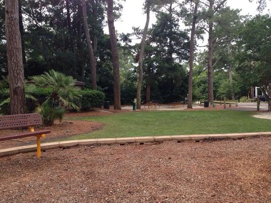 Picnic area with restrooms and grills.