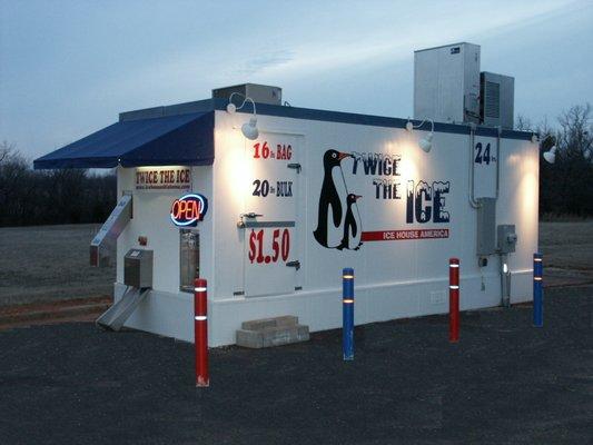 Twice the Ice Vending Machine -- Self-service bagged and bulk ice and fresh filtered water.