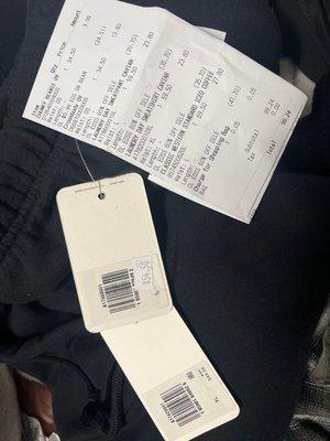 Receipt and tags discrepancy