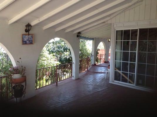 Spanish architecture home, overlooking pudding stone dam