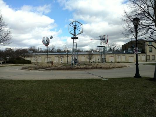 There are dozens of windmills at the park.