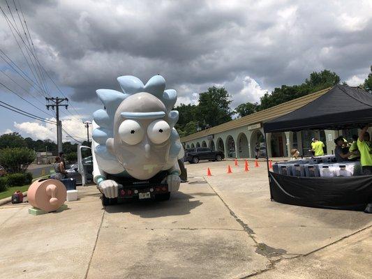 5/26/18 Saturday afternoon. It's the Rickmobile from Adult Swim's, Rick and Morty: Don't Even Trip Road Trip 2018! Parked here at Excalibur.