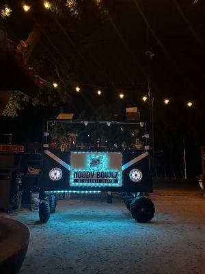 Our catering cart has LED lights that pop during the night!