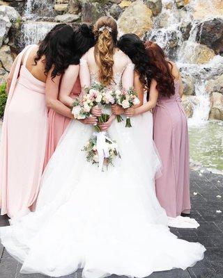 Bride and Bridesmaids all had their hairstyles by glamour hair and makeup