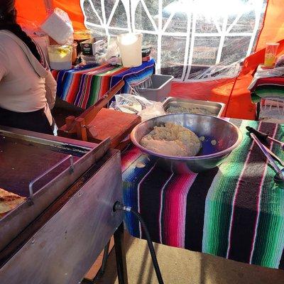 Fresh dough to make tortillas on the spot