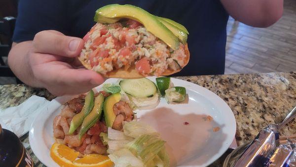 Tostadas de Cameron y ceviche