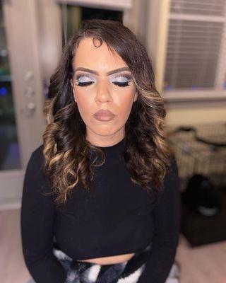 Full face glam with rhinestones