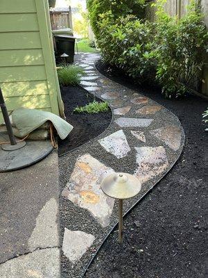 Gravel path with flagstone steps