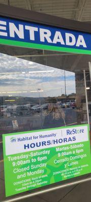 Posted hours - signage