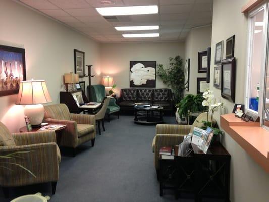 Our spacious, comfy, and wel-stocked waiting room.