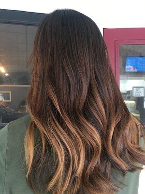 Subtle caramel hand painted highlights