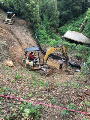 Start of Slope Stability and Major Site Work Improvement Engineered and Performed by Adept