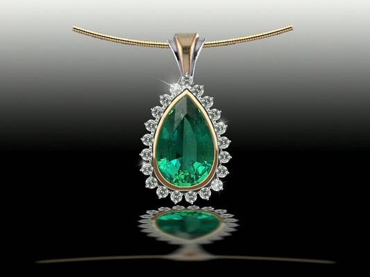 Emerald Pendant with Diamonds