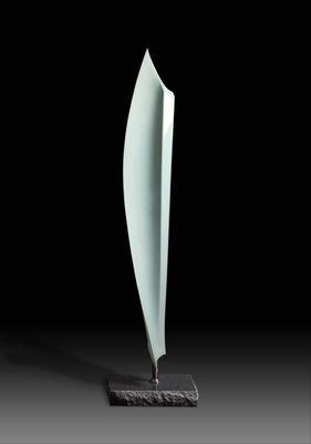 Sueharu Fukami (b. 1947) Kitsu (Upright), 2013 Porcelain with pale-blue glaze on a granite base H 78 in.