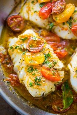 Cod with Tomato Basil Sauce!