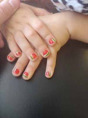 Exceptionally patient with my 4 year old for her first mani pedi...shes so happy!