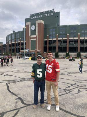 My son and I at Lambeau Field