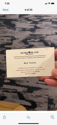 Ben, the owner's business card